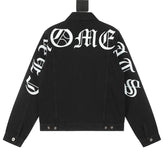 Hearujoy Cleanfit Pu Lightning Embroidery Black Jeans Jacket for Men and Women Vintage Casual Windbreaker Denim Coat Oversized Loose Tops